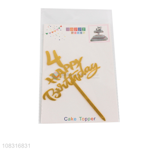 China products golden digital happy birthday cake topper for sale