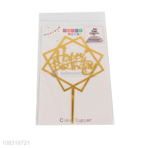 Online wholesale golden cake decoration birthday cake topper