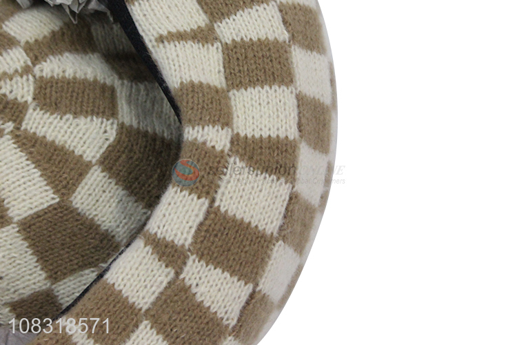 Factory wholesale fashion checkerboard beret polyester hat