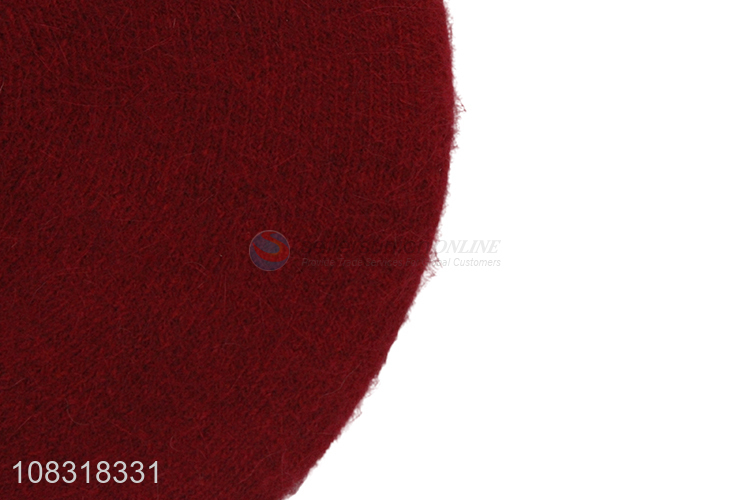 China wholesale red rabbit fleece beret ladies fashion beret