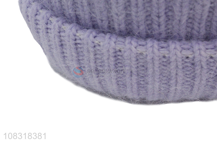 Online wholesale fashion winter warm knitted beanie hat for girls