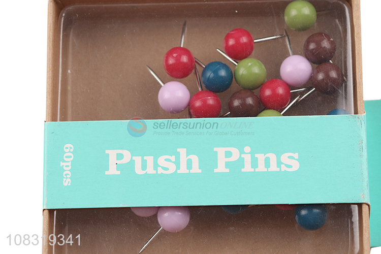 Factory price 60pcs plastic round head push pins map tracks