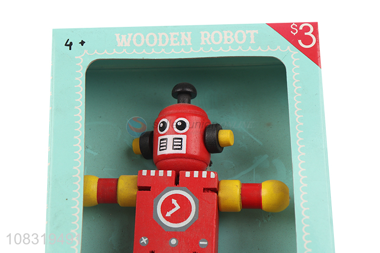 Unique Design Elastic Deformation Wooden Robot Toy For Children