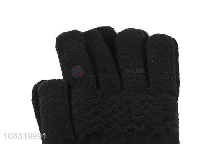 Wholesale men winter warm gloves full finger knit mittens