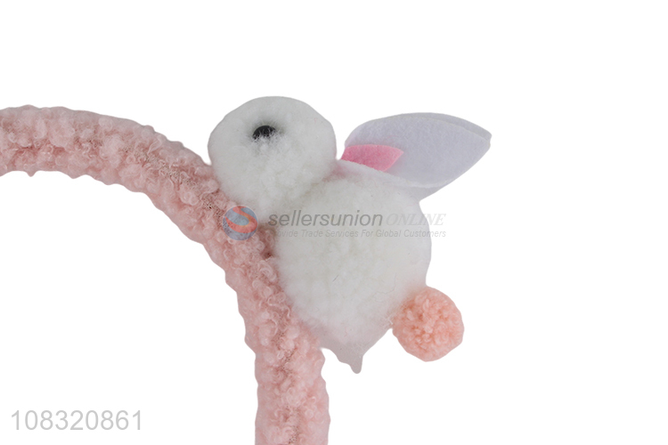 New design cute bunny headband fluffy hairbands for girls