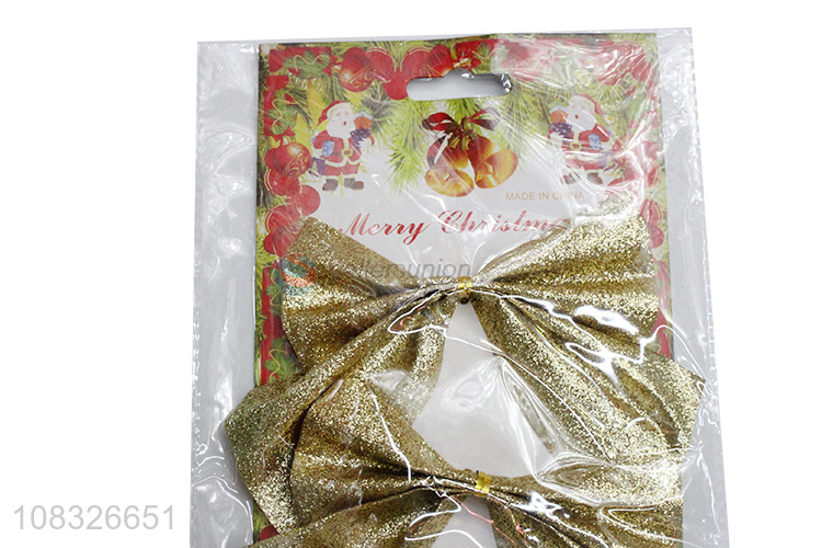 Hot Selling Glitter Christmas Bowknot Christmas Decoration