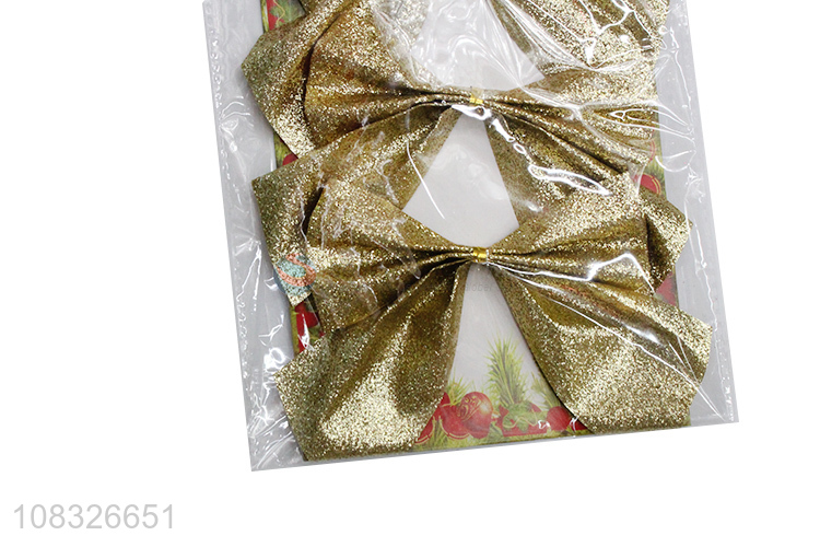 Hot Selling Glitter Christmas Bowknot Christmas Decoration
