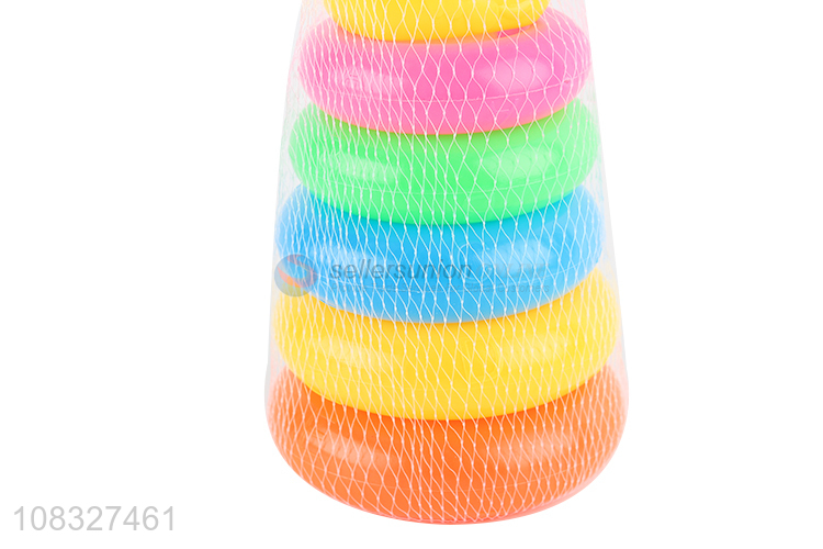 Factory price baby stacking tower colored rainbow tower toys