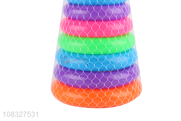 Factory supply plastic children rainbow tower stacking ring toys