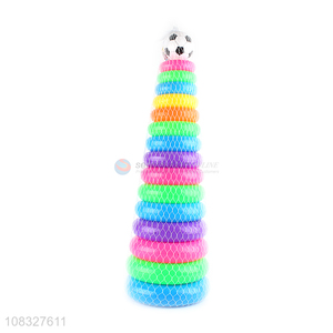 Most popular plastic children rainbow tower ring toys for sale