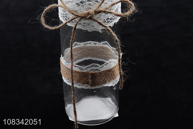 Good quality glass vase with rope and lace decoration fashion vases