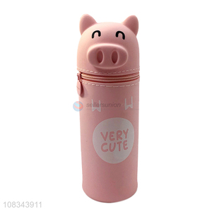 Cartoon Pig Design Silicon Pencil Bag Pencil Case