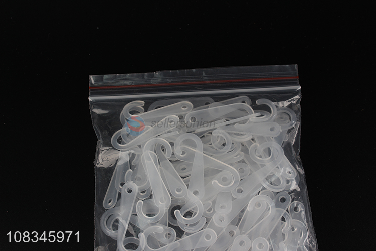 Good quality clear J shape plastic hooks for towel socks display