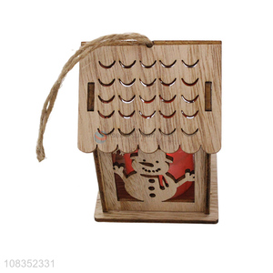 Delicate Design Christmas Wooden Hanging Ornament With Light