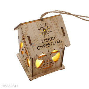 High Quality Wooden Hanging Ornament With Light For Christmas Tree