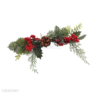 Wholesale Christmas branch artificial picks with pinecone red berry