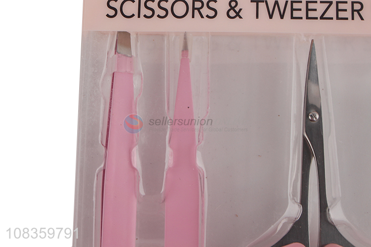 Hot selling stainless steel eyebrow scissor and eyebrow tweezer set