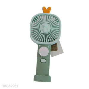 Wholesale portable handheld fan rechargeable cartoon desk fan with light