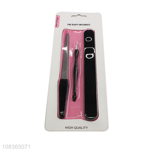 Factory wholesale 3pcs manicure pedicure set nail files cuticle pusher