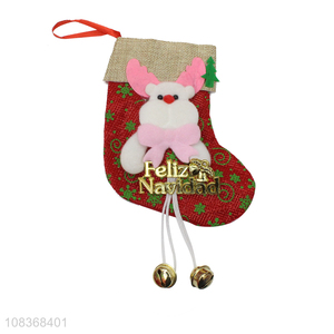 Wholesale from china christmas hanging socks ornaments with bell