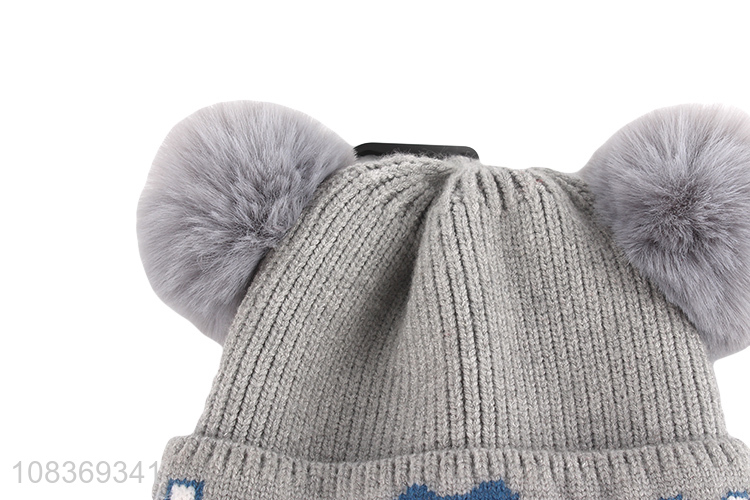 Yiwu market cartoon cute earmuffs hat winter knitted hats