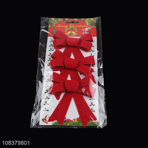 Yiwu market 3pcs festival party bow-knot for christmas decorations