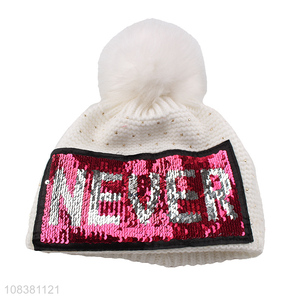 Wholesale Fashion Sequins Knitted Hat Winter Hat For Women