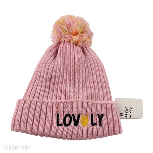 High Quality Kids Winter Hat Knitted Beanie With Pom Pom Ball