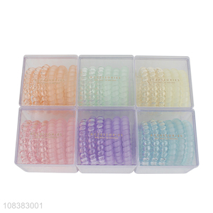 Wholesale jelly colored spiral hair ties coil hair ties for girls