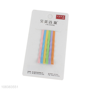 Wholesale 12 pieces frosted colorful metal bobby pins for all hair types