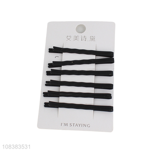 Popular products 12 pieces frosted black metal bobby pins hair clips pins