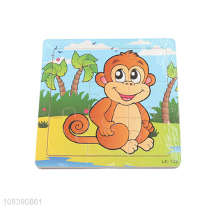 Wholesale cartoon monkey jigsaw wooden educational puzzle for toddler