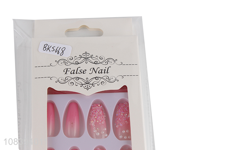 Hot selling womens girls false nails full cover 3D pearl fake nails