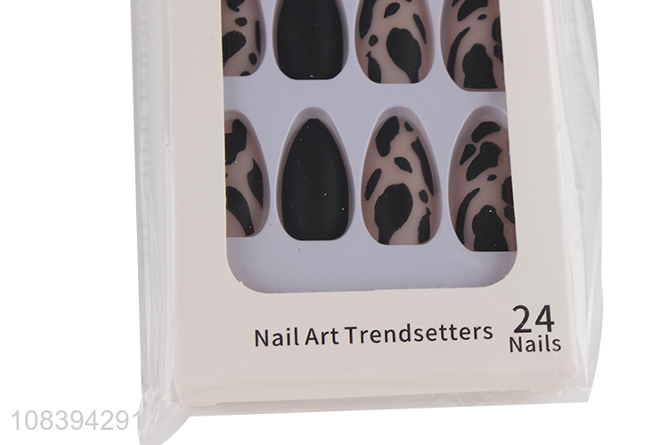 China supplier long lasting press on fake nails with animal skin pattern