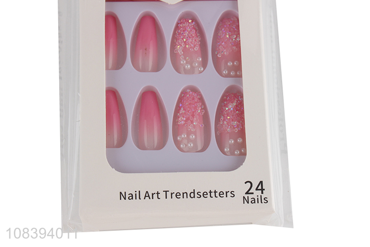 Hot selling womens girls false nails full cover 3D pearl fake nails