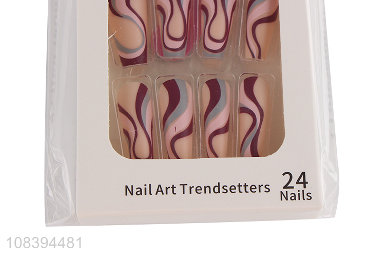 New-style long lasting hand painted full cover ballerina fake nails