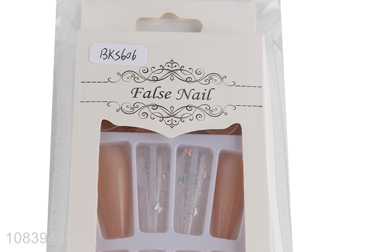 New arrival mixed false nails press-on long coffin butterfly fake nails