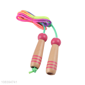 Factory supply wooden handle jump rope for children