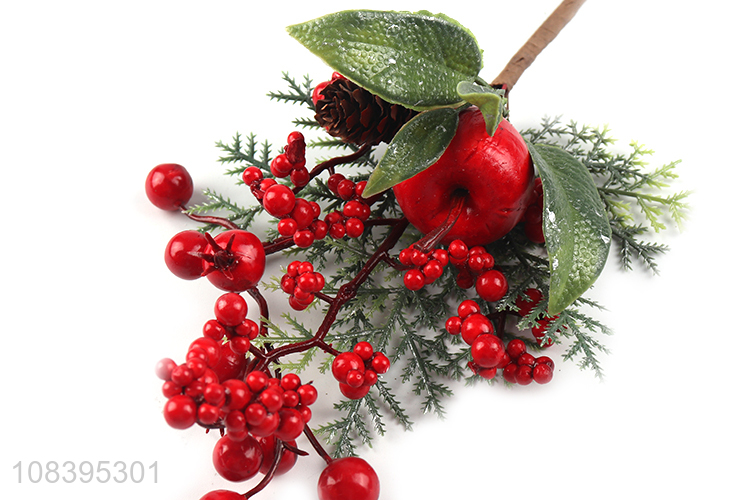 Factory wholesale red berries pine cone christmas twigs