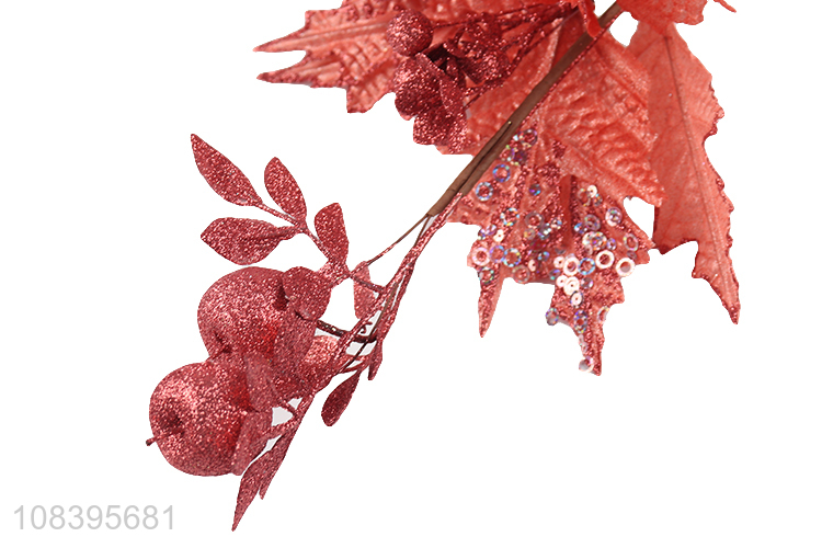 Factory supply glitter christmas flower decorative fake flower