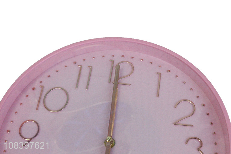 Best seller pink round plastic wall clock home modern wall clock