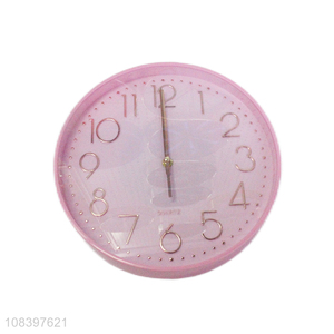 Best seller pink round plastic wall clock home modern wall clock