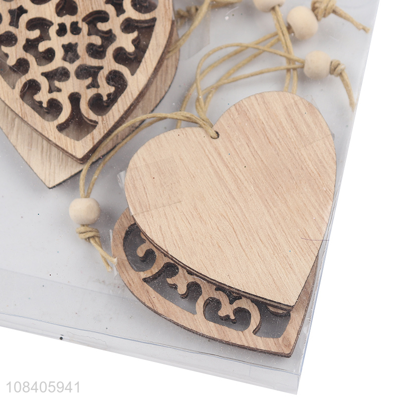 Online wholesale heart shape wooden hanging pendant for christmas