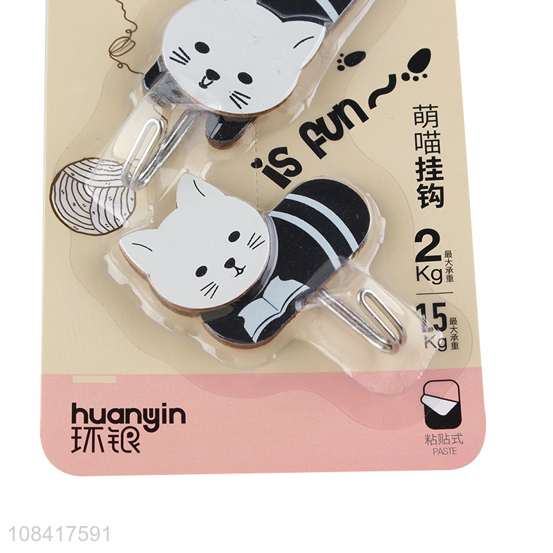 Factory wholesale plastic hanging hooks cute cat sticky hooks