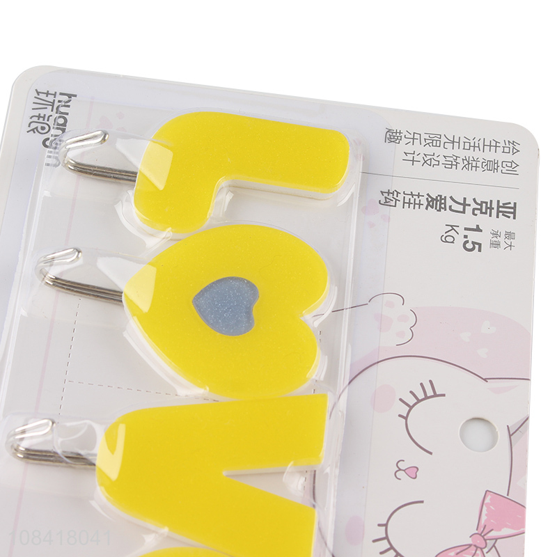 High quality acrylic hooks home wall sticky hooks set