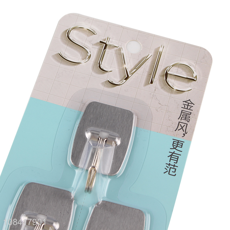 Yiwu supplier household stainless steel square sticky hooks