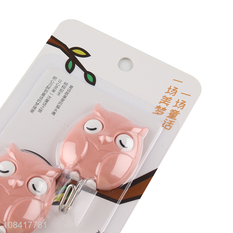 Factory wholesale pink cartoon owl hanging hooks sticky hooks