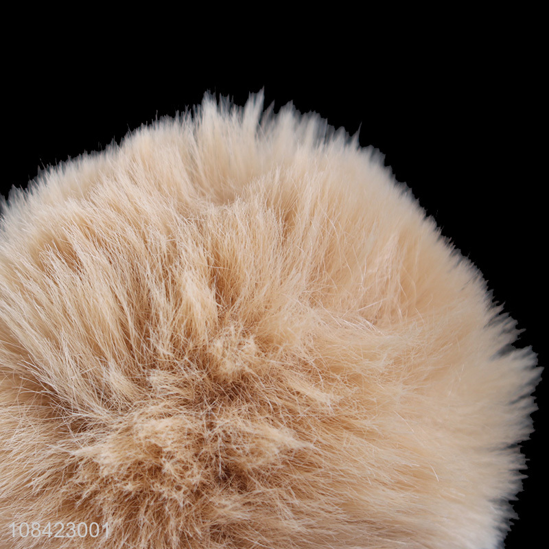 Factory supply furry puff ball keychain pu leather key chain11