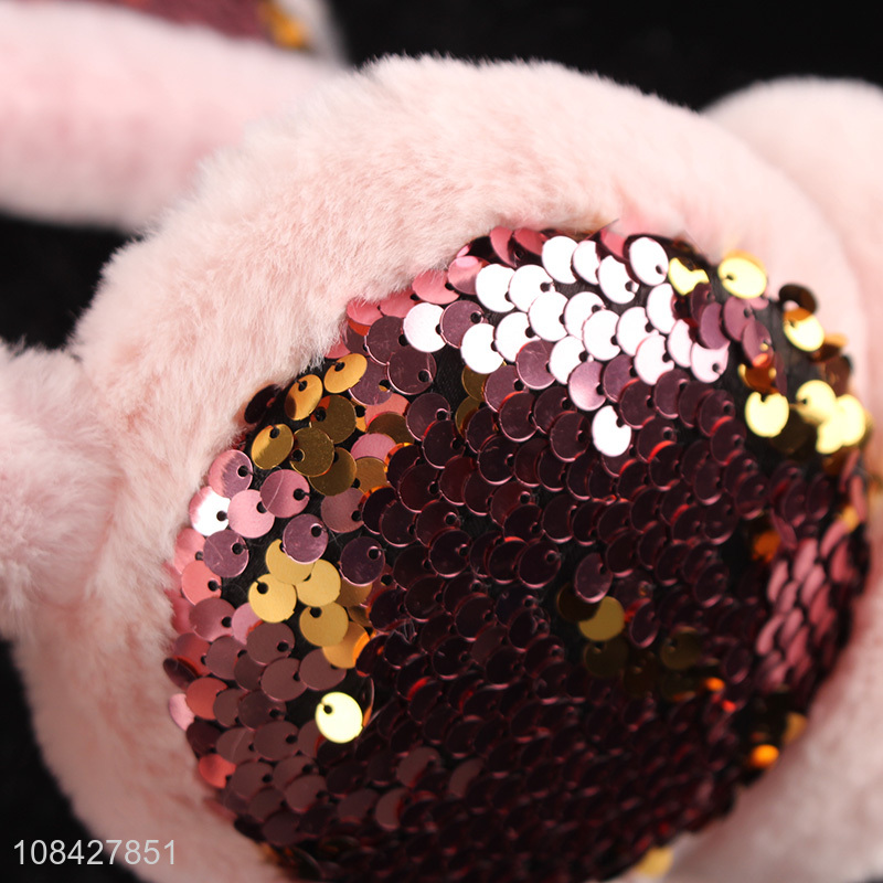 High quality fashion sequins cat ear warm earmuffs