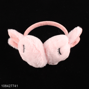 Hot sale pink plush earmuffs girls cute bunny earmuffs